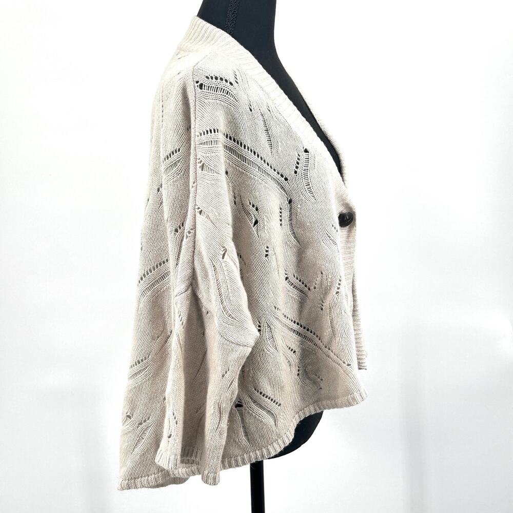 Luxury Oversized Wool Cashmere Cardigan Open Crop Front 360 Cashmere Beige Large